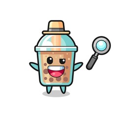 illustration of the bubble tea mascot as a detective who manages to solve a case