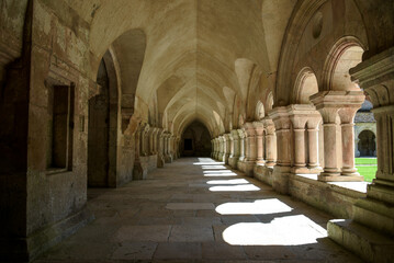 Fototapeta na wymiar the archade of the fontenay abbey on the town of Montbard