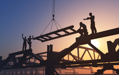Silhouette of the workers