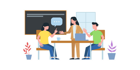 Activity landscape in city park. Concept illustration for working, freelancing, studying, education, work from home. Vector illustration in flat cartoon style