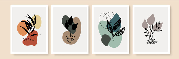 Abstract art watercolor boho art background vector. Minimal hand painted watercolor and line art illustration. Design for wall decoration, wall arts, cover, postcards, brochure.