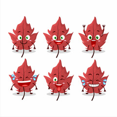 Cartoon character of red autumn leaf with smile expression