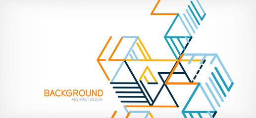 Abstract background. Color lines on white background. Linear abstract composition. Techno or business concept for wallpaper, banner, background, landing page