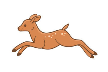 Cartoon fawn in jump - cute character for children. Vector illustration in cartoon style.