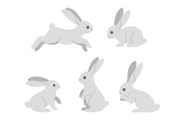Cartoon hare sketch line icon. Сute animals in various poses. Childish print for nursery, kids apparel, poster, postcard, pattern.