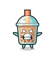 wrathful expression of the bubble tea mascot character