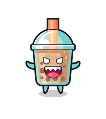illustration of evil bubble tea mascot character