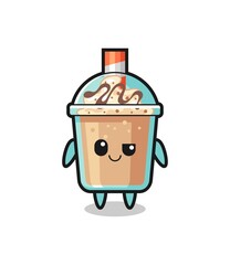 milkshake cartoon with an arrogant expression