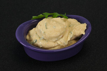 Hummus snack with olive oil