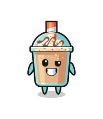 cute milkshake mascot with an optimistic face