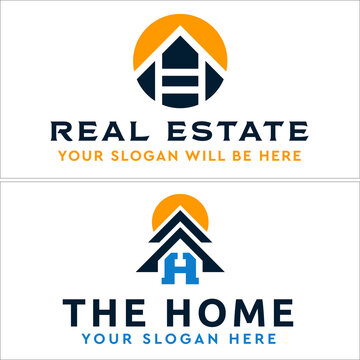 Real estate mortgage building home business property logo design