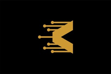 Letter K logo design. Monogram K letter abstract symbol. K type vector sign with fast icon.