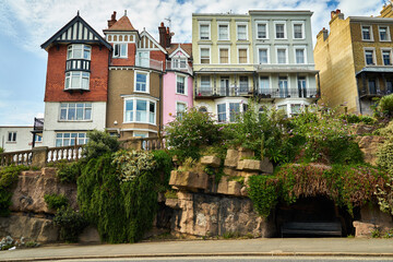Ramsgate, United Kingdom - August 5, 2021: Houses viewed from Madeira Walk