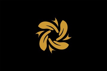 Circle hand logo design. Group abstract symbol. Blue color people care vector icons.