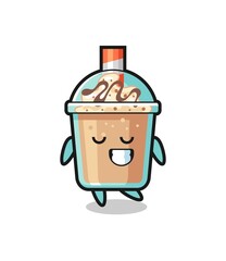 milkshake cartoon illustration with a shy expression