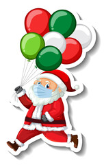 A sticker template with Santa Claus wearing mask