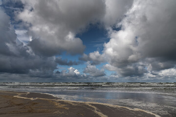 Stormy day by Baltic sea next to Liepaja, Latvia.