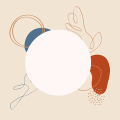 Beautiful pastel social media banner template with minimal abstract organic shapes composition in trendy contemporary collage style
