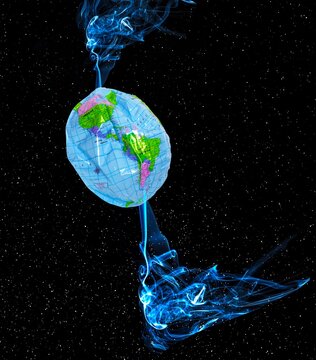 Warming at the Earth's poles, conceptual illustration