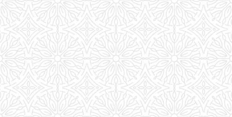 Foto op Canvas witte achtergrond etnische textuur abstract patroon naadloos © baharohi