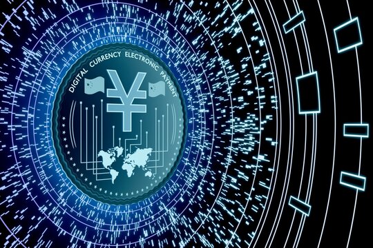Yuan DCEP digital currency, conceptual illustration