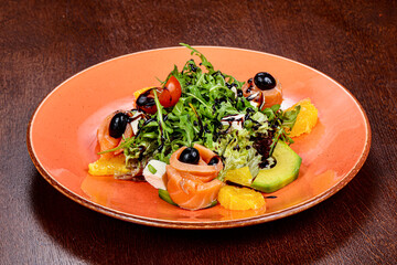 Salad Salmon with avocado and orange
