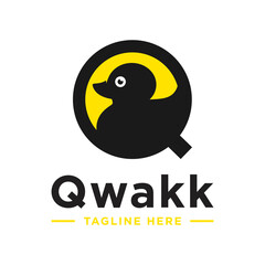 duck illustration logo with letter Q