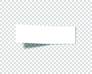 Vector Rectangular Adhesive Paper, Blank White Paper Isolated on Light Transparent Background with Shadow.