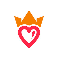 Crown of love ,line art style , Logo Design Vector, Abstract emblem, design concept, logotype element , template, can you editable as you wish.