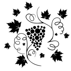 
A vector illustration of a grapevine with some leafs and branches. In black and white