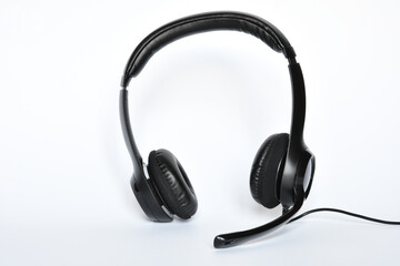 Fototapeta na wymiar Helpdesk headset. headphones with mic isolated on white