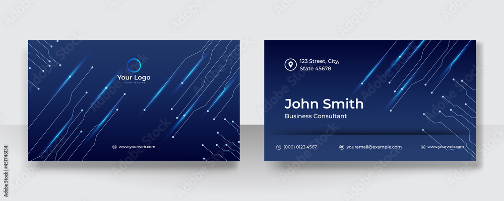 Aufkleber business card design template with technology and game concept. tech background business book cover 