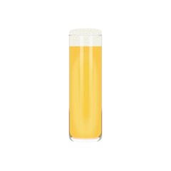 Stange glass with light beer for banners, flyers, posters, cards. Lager with foam. International Beer Day. Beer day. Alcoholic drinks. October fest. Vector illustration isolated on white background.