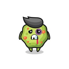 injured puke character with a bruised face