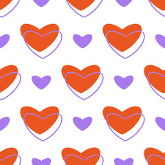 Simple color hearts pattern on a white background. Vector illustration. Print.