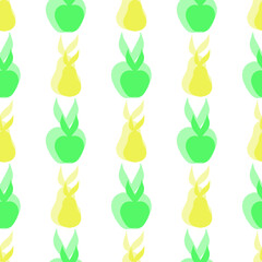 Simple color fruits pattern on a white background. Vector illustration. Print.