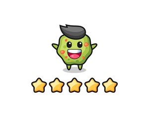 the illustration of customer best rating, puke cute character with 5 stars