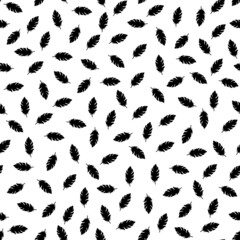 White seamless pattern with black feathers.