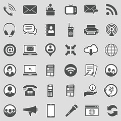 Communication Icons. Sticker Design. Vector Illustration.