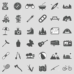 Camping Icons. Sticker Design. Vector Illustration.