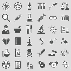 Chemistry Icons. Sticker Design. Vector Illustration.