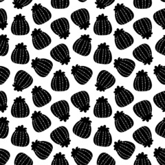 Seamless pattern with blooming cacti. Cute and childish design for fabric, textile, wallpaper, bedding, swaddles, toys or gender-neutral apparel. Simple and sweet print for nursery decor or wall art
