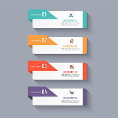 Four steps Timeline Infographics design template.	
