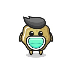 cute loose stools cartoon wearing a mask