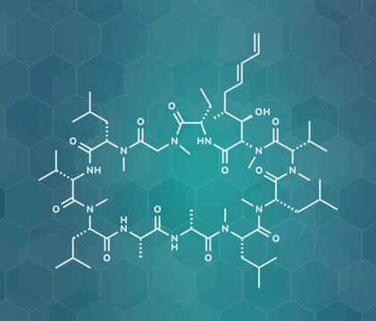 Voclosporin immunosuppressant drug molecule, illustration
