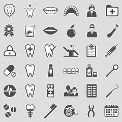 Dentist Icons. Sticker Design. Vector Illustration.