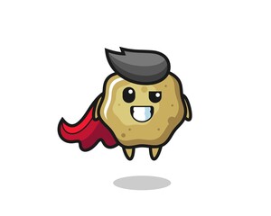 the cute loose stools character as a flying superhero