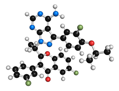 Umbralisib lymphoma drug molecule, illustration