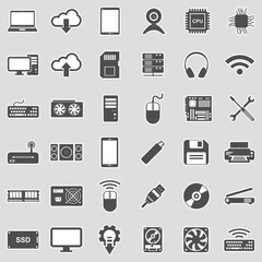 Computer Hardware Icons. Sticker Design. Vector Illustration.