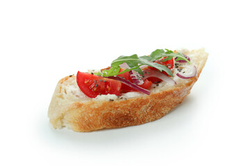 Delicious bruschetta snack isolated on white background